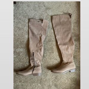 Faux suede over the knee flat boot